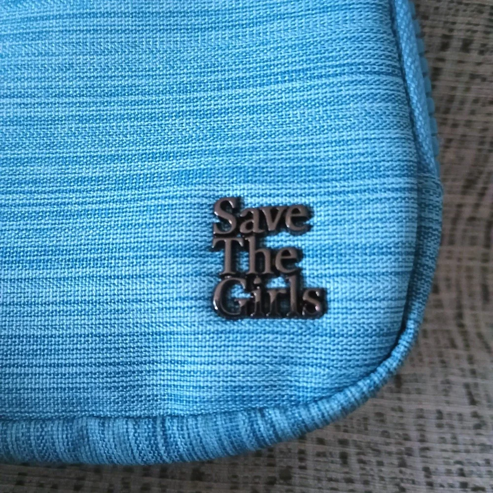 Save The Girls Clip & Go RFID Single Rope Crossbody Pouch Phone Strap Aqua NEW